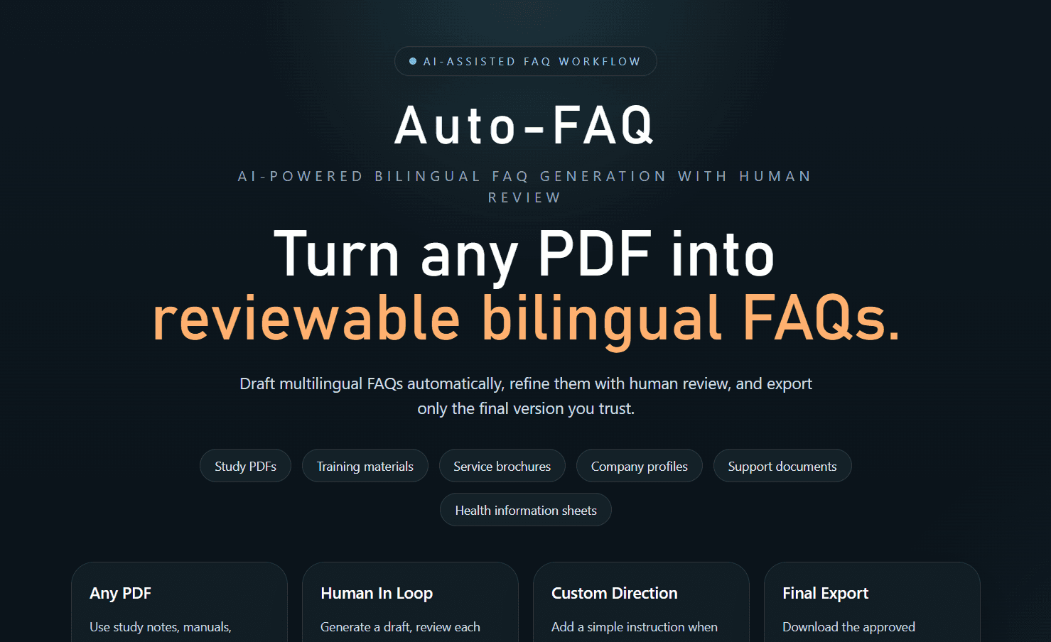 Auto-FAQ interface preview