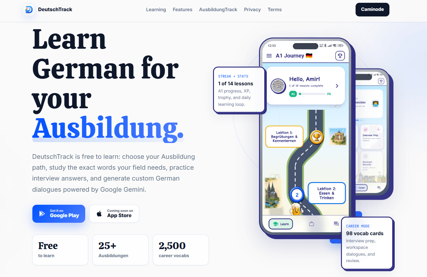 DeutschTrack interface preview
